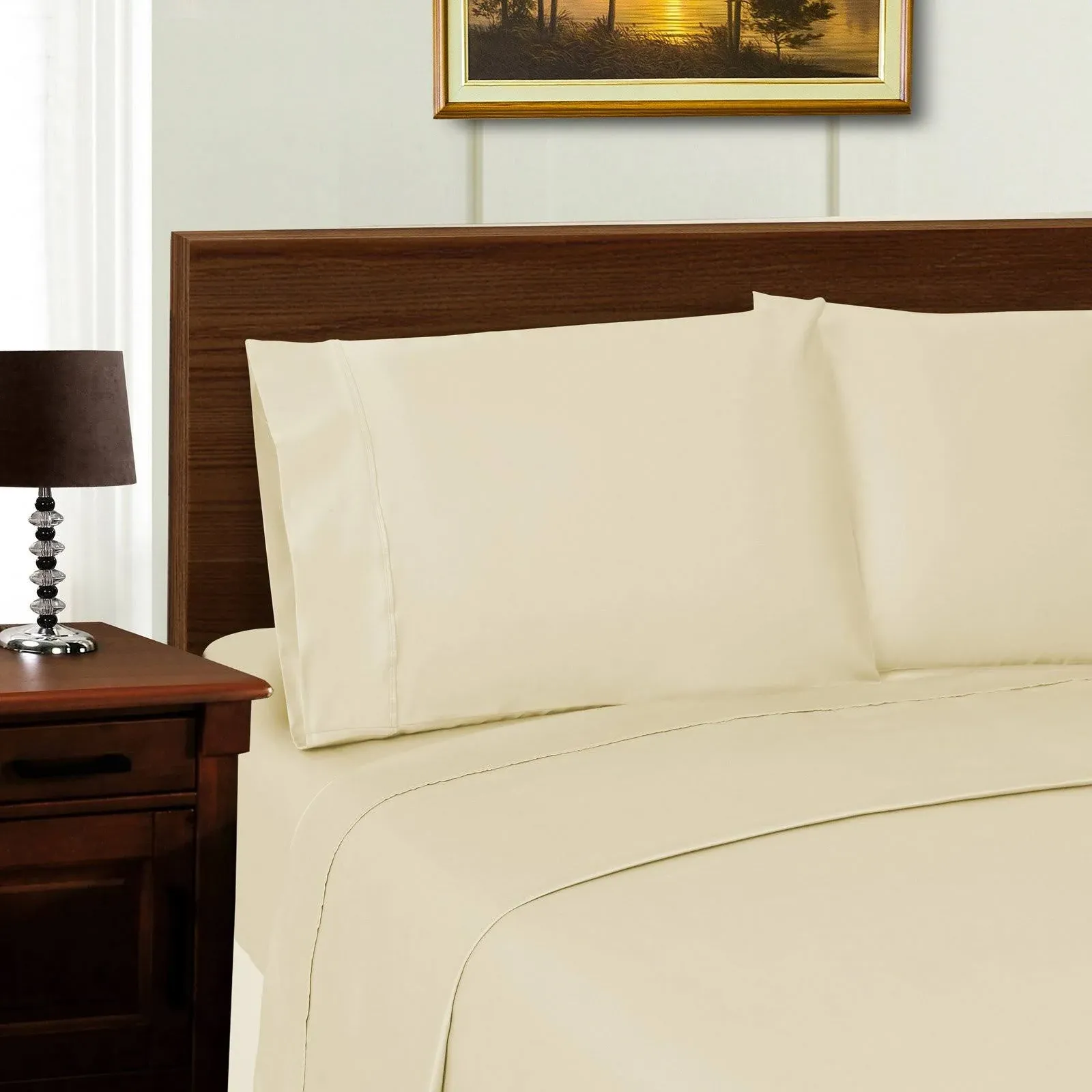 Superior 1000 Thread Count Tencel Blend Wrinkle Resistant Pillowcase Set, Ivory