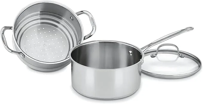 NEW CUISINART 77-35CG CHEF&#039;S CLASSIC STAINLESS 3-PIECE 3-QUART STEAMER SET