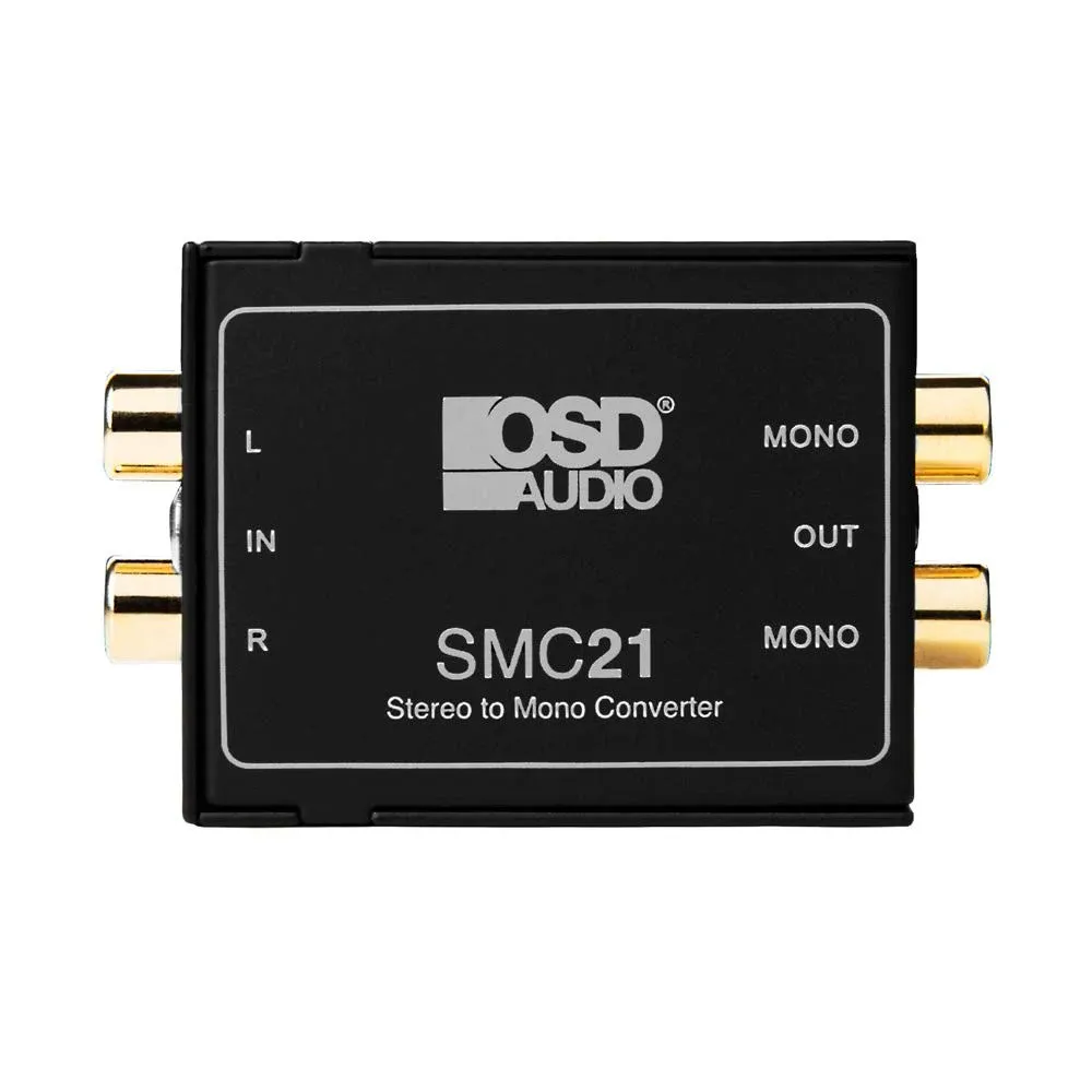 OSD Audio SMC21 Stereo to Mono Converter – Gold-Plated RCA Connections and 1:1 Ratio Audio Transformer