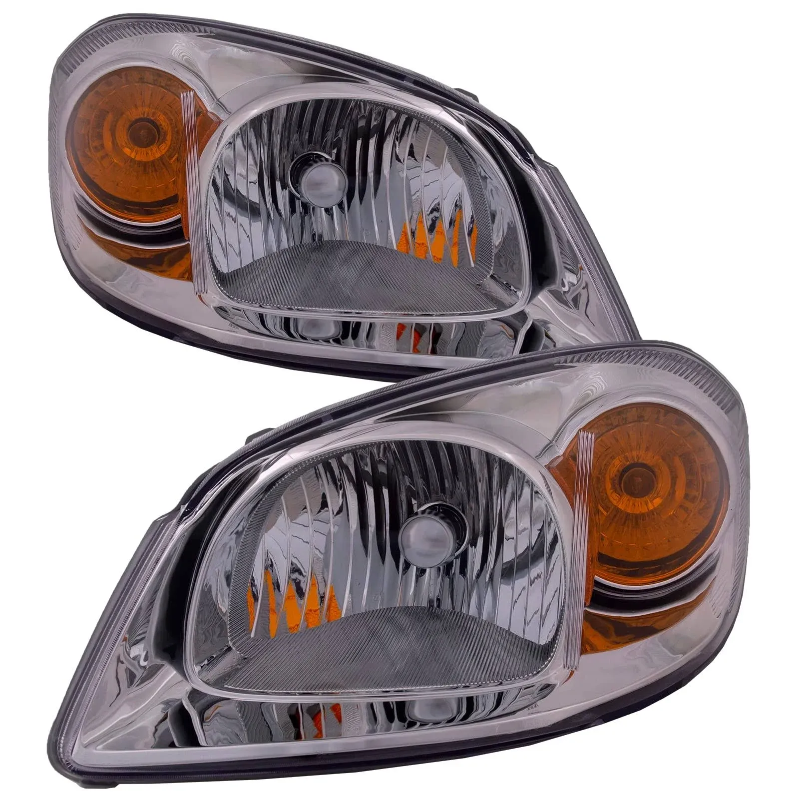 Headlights Fits Chevrolet Cobalt 2005-2010 Includes Left Driver and Right Passenger Side Chrome Housing Halogen Headlamps