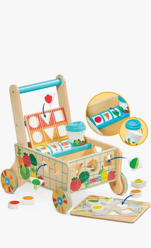 Melissa & Doug Wooden Shape Sorting Grocery Cart