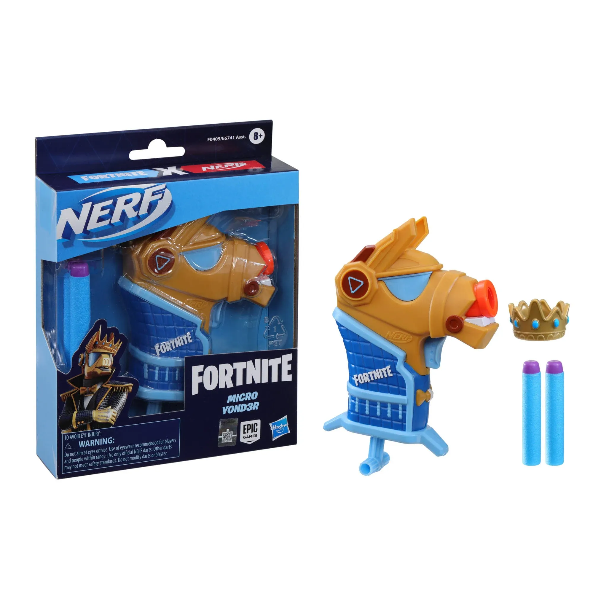 Hasbro Nerf- Fortnite Micro Yond3r- Mini Dart-Firing Blaster, Removable Crown and 2 Official Elite Darts - for Youth, Teens, Adults