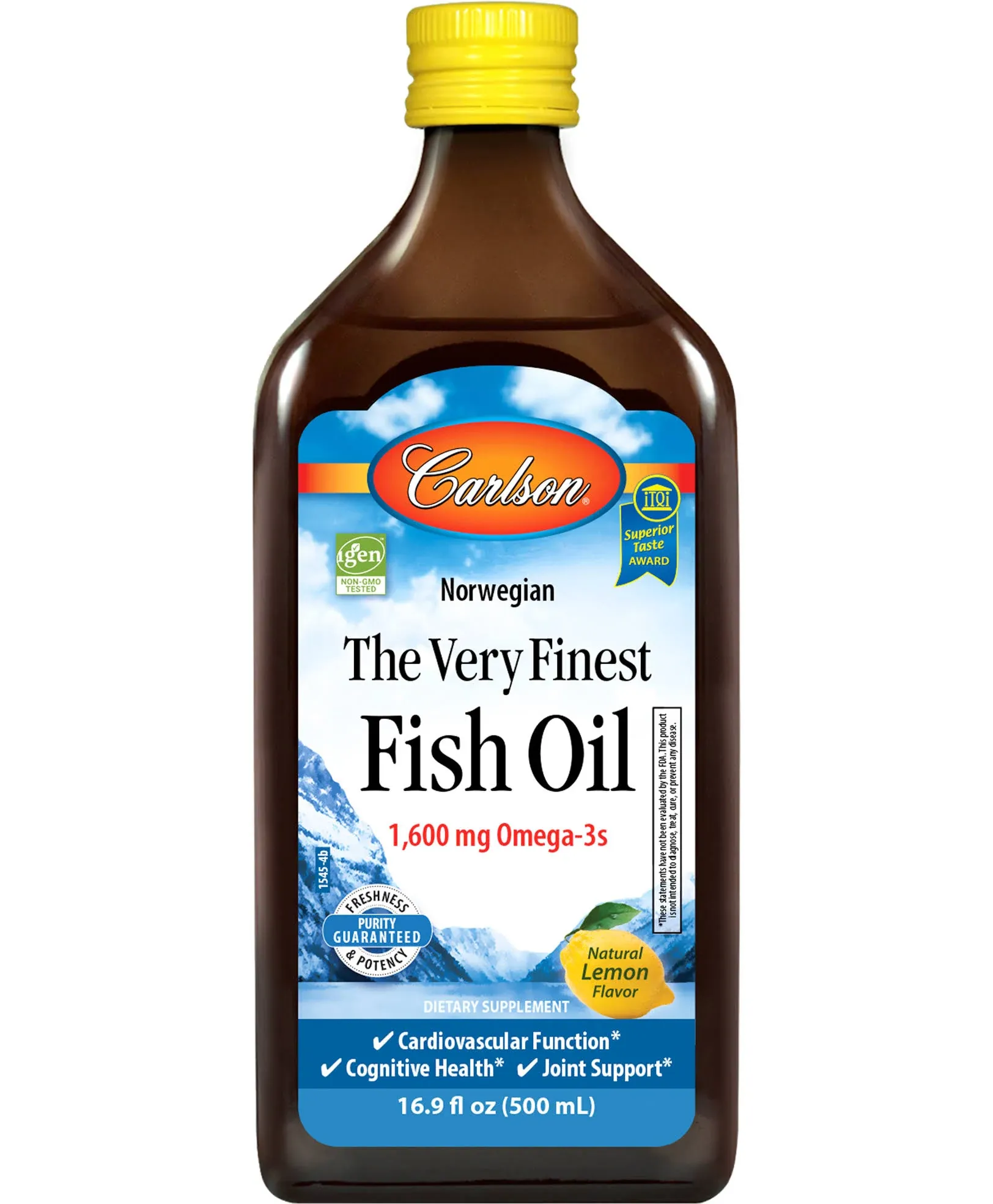 Carlson - The Very Finest Fish Oil, 1600 mg Omega-3s, Liquid Fish Oil Supplement, Norwegian Fish Oil, Wild-Caught, Sustainably Sourced Fish Oil Liquid, Lemon, 200ml, 6.7 Fl Oz