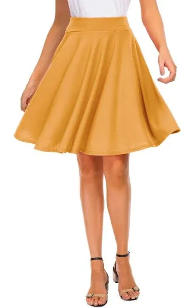 EXCHIC Women's Casual Stretchy Flared Mini Skater Skirt