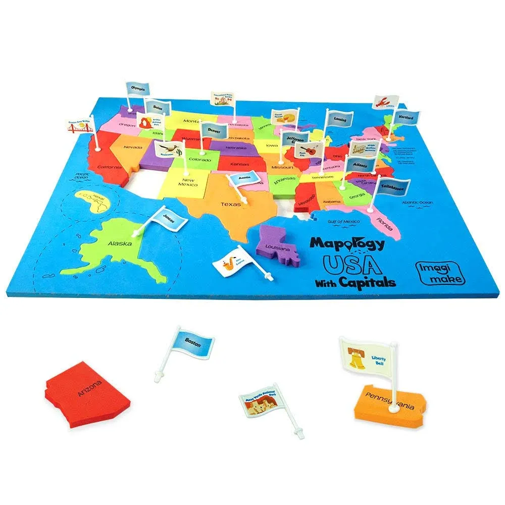 Imagimake: Mapology USA with Capitals- Learn USA States Along with Their Capi...