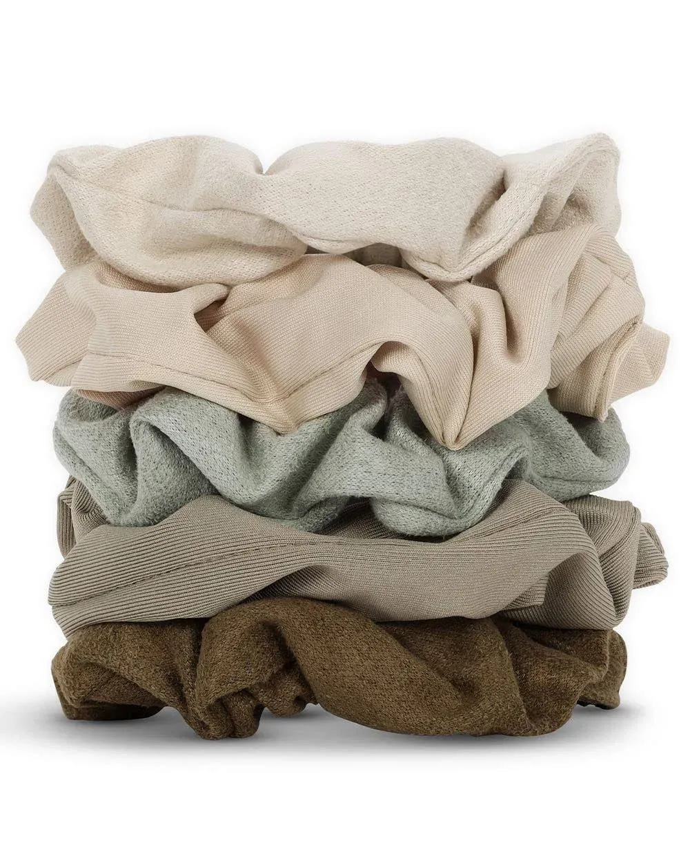 Assorted Textured Scrunchies 5pc Set - Eucalyptus