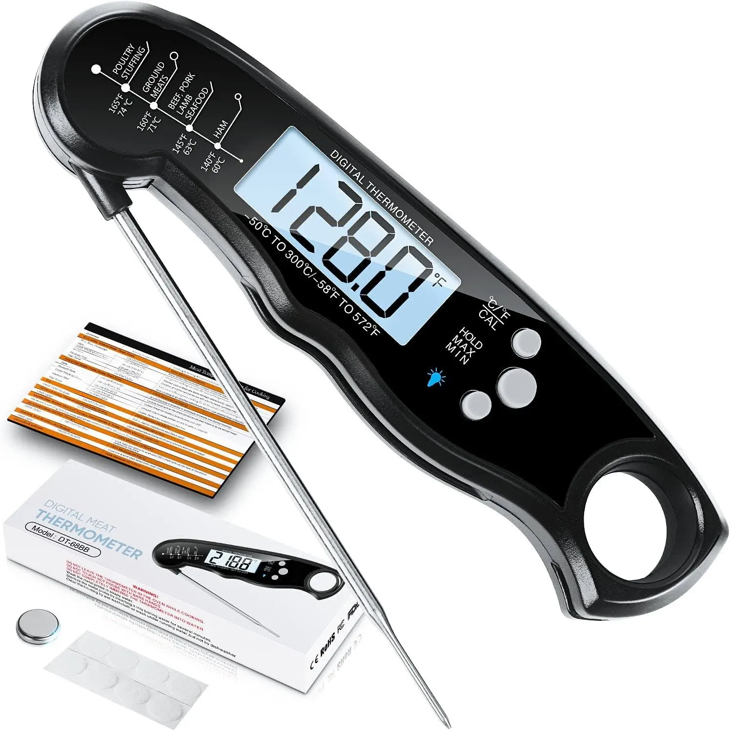 Instant Read Meat Thermometer for Grill and Cooking, Fast &amp; Precise Digital F...