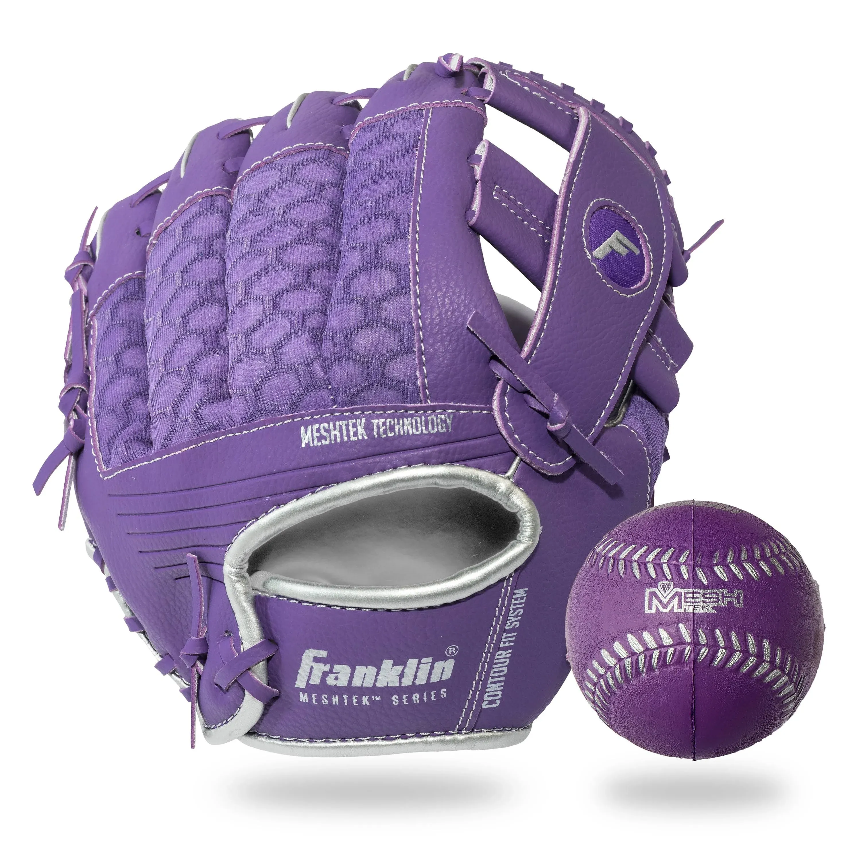 Franklin Sports Kids Baseball Glove + Ball Sets - Meshtek Youth Teeball Gloves for Kids + Toddlers - Left + Right Hand Throw Mitts + Glove Sets with Foam Balls - Boys + Girls Gloves - 9.5" Inch