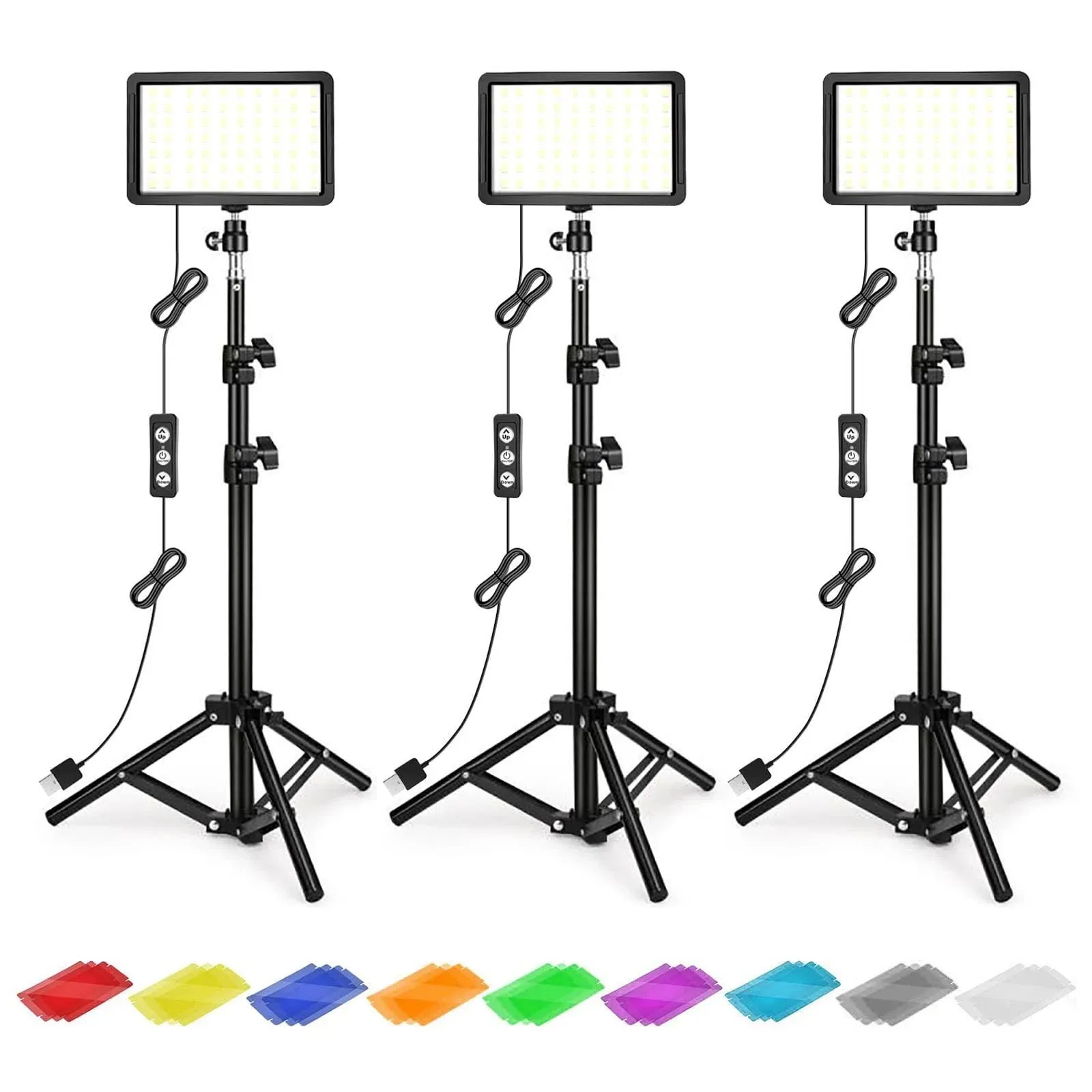 5600K Video Studio Streaming Lights with Adjustable Tripod Stand andColorFilter<wbr/>s