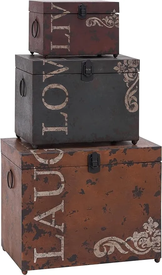 Live Love Laugh Iron Storage Trunk Set of 3