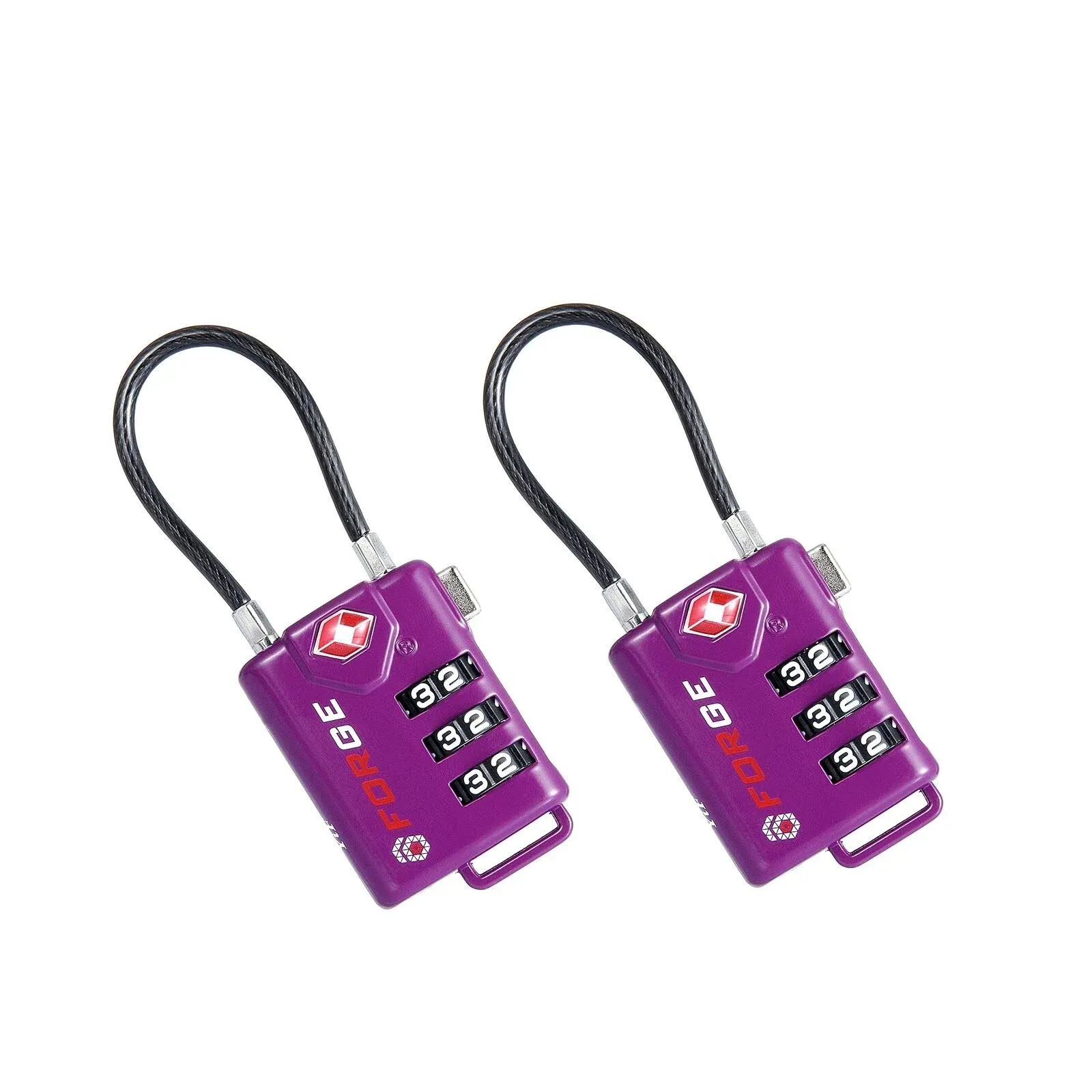 TSA Approved Luggage Locks, Re-settable Combination with Alloy Body, Light Purple 2 PK. for Luggage, Suitcase, Backpack and More.