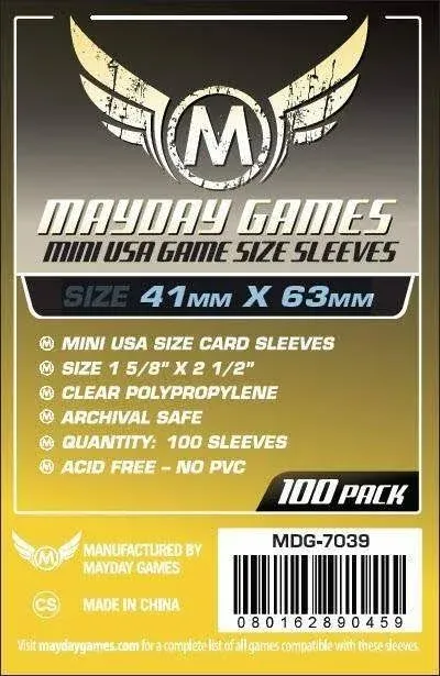 Mayday Games Mini USA Card Sleeves 41mm x 63mm Yellow (100) MDG7039