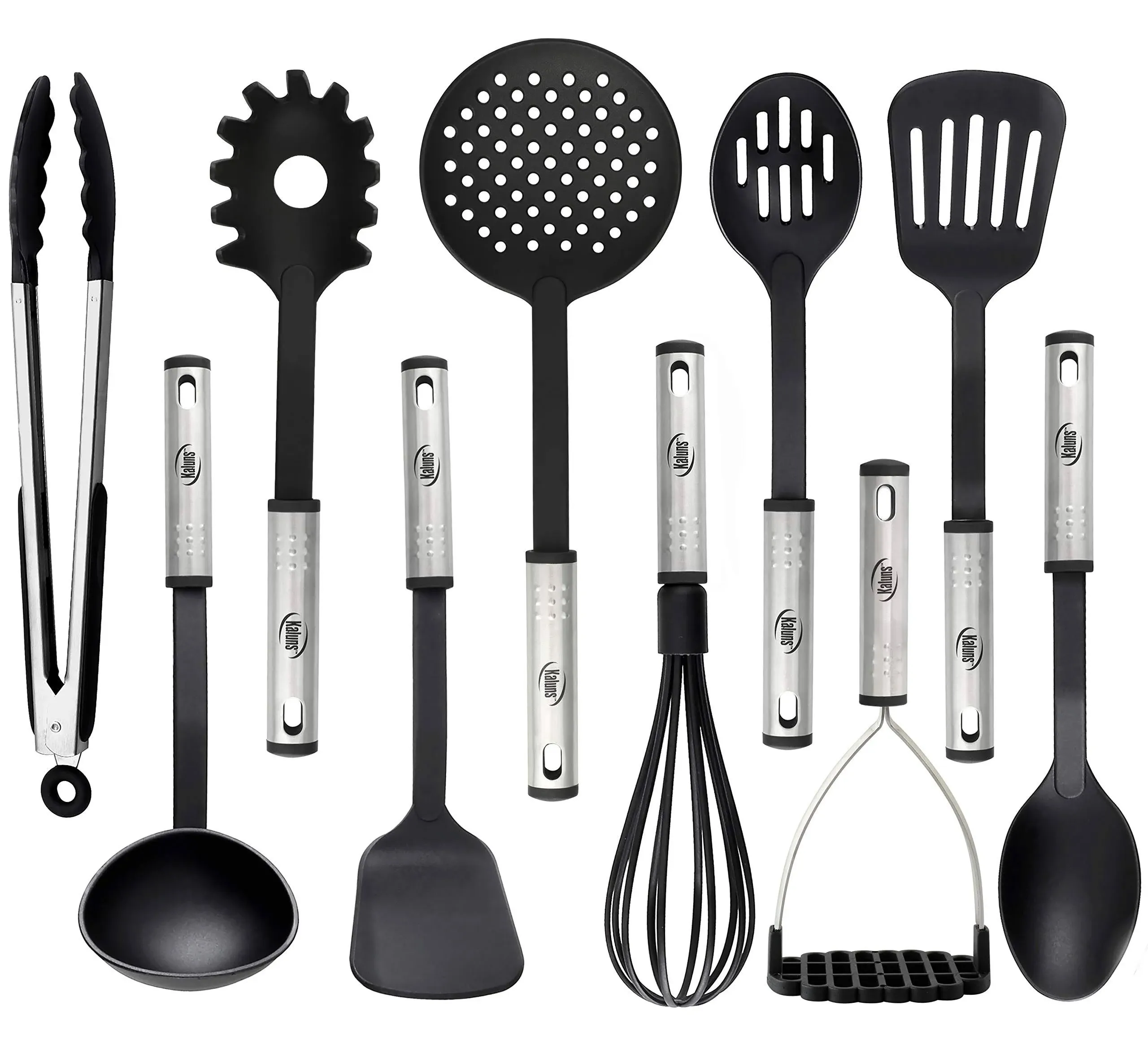 Kitchen Utensils Set, 10 Nylon Stainless Steel Cooking Utensils, Non Stick and Heat Resistant Cookware set New Chef's Gadget Tools Collection