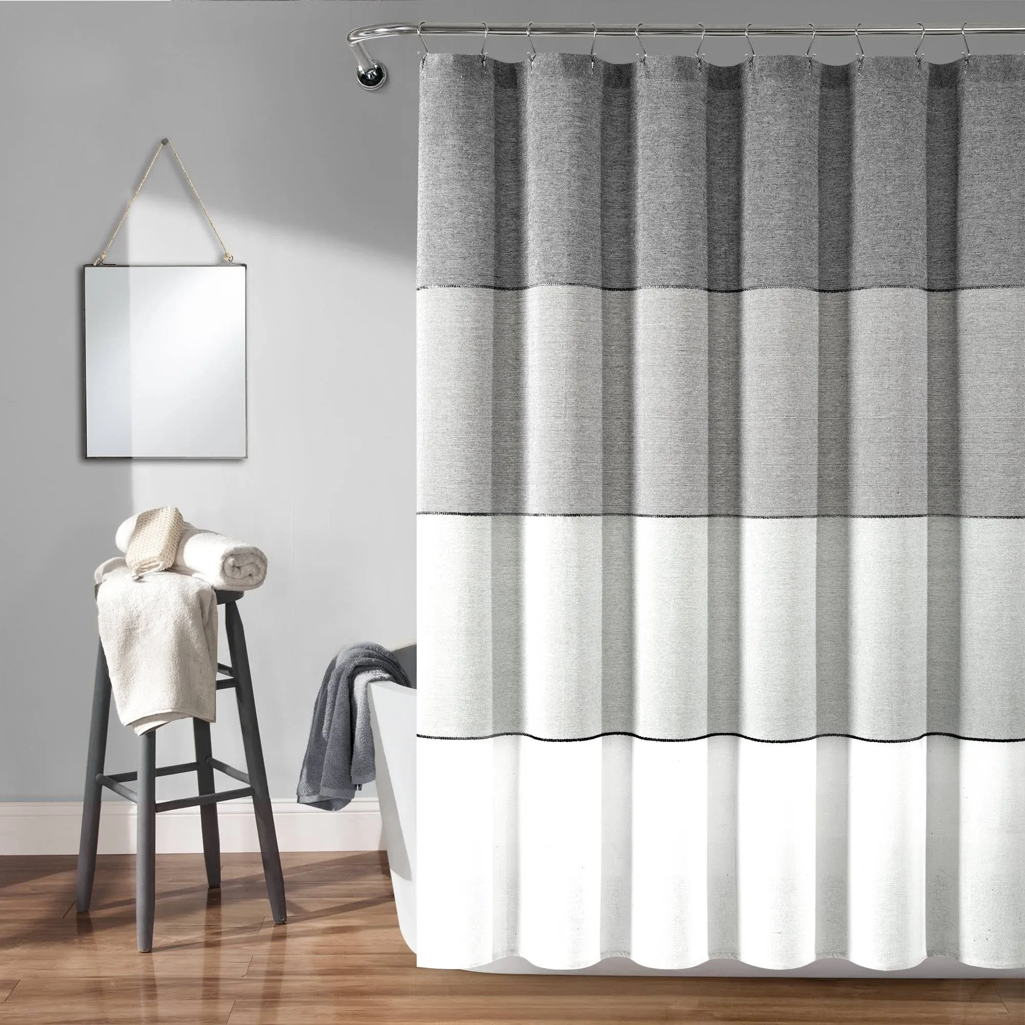 Lush Decor Color Block Ombre Recycled Cotton Shower Curtain on sale at shophq.com - 519-200