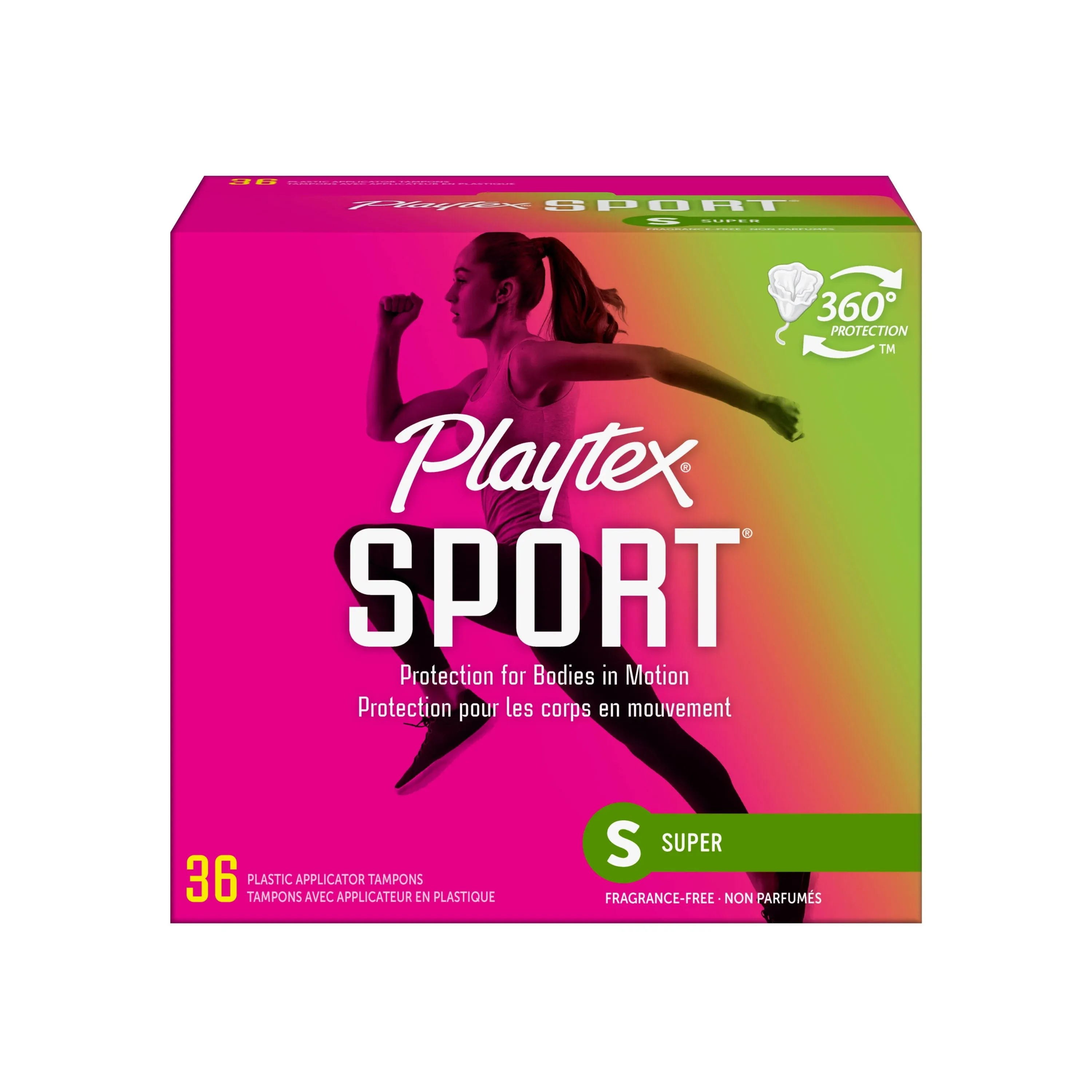 Playtex Sport Tampons, Plastic, Super, Fragrance Free - 36 tampons