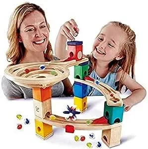 Hape Quadrilla Race to Finish Wooden Blocks with Marble Run Play