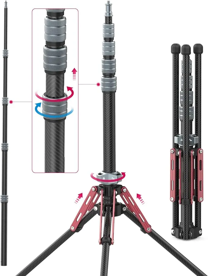 Ulanzi MT-49 Carbon Fiber Portable Camera Tripod (6.4')