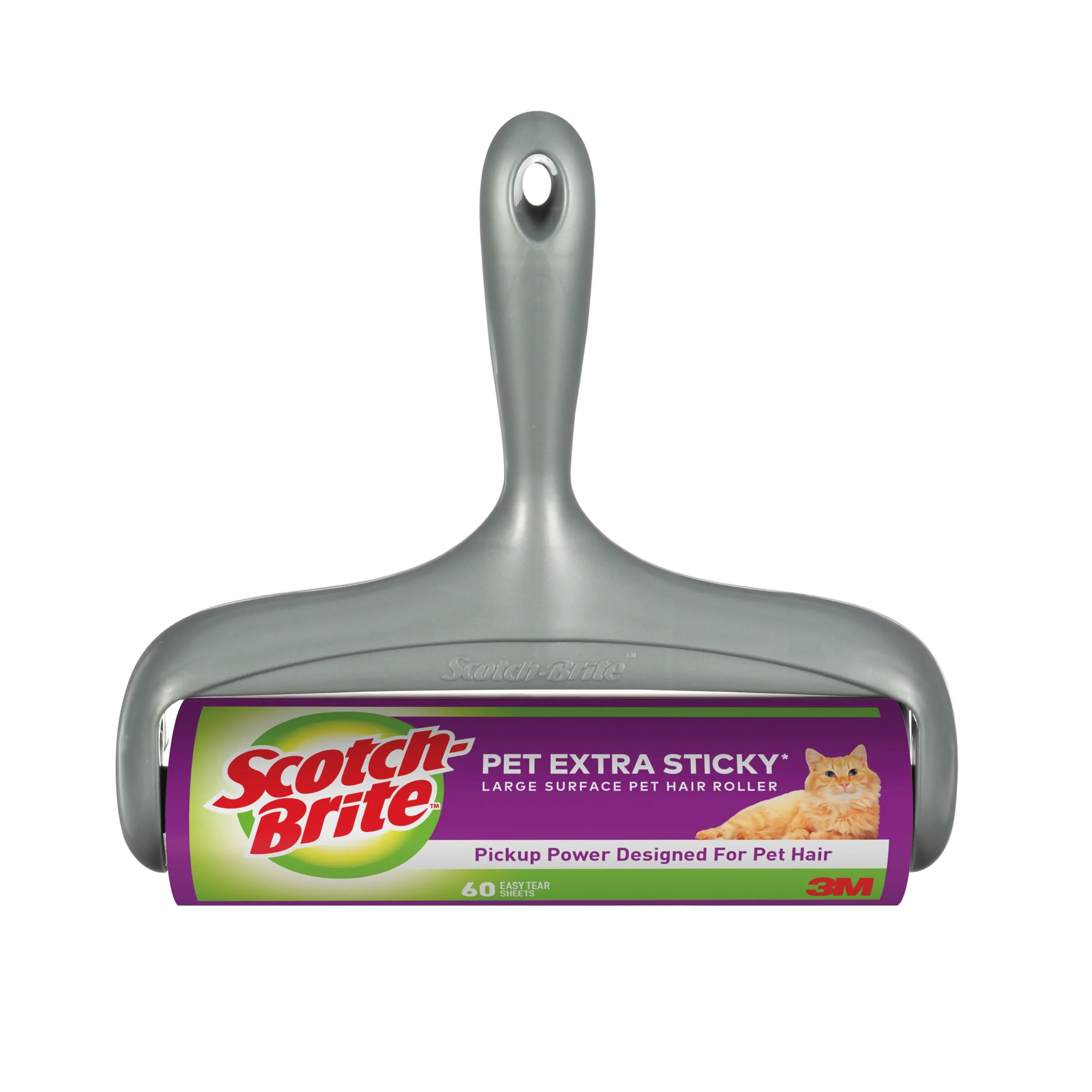 Scotch-Brite Pet Extra Sticky Large Surface Roller, Designed for Pet Hair, 60 Sheets