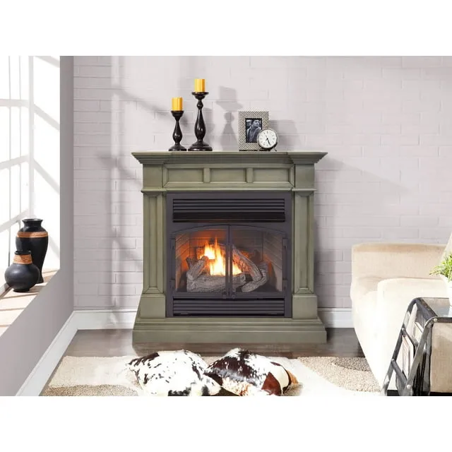 Duluth Forge Dual Fuel Ventless Fireplace - 32,000 BTU, T-Stat Control, Nutmeg Finish