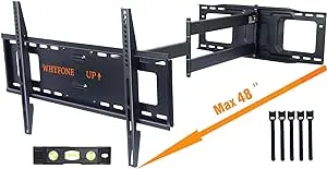 48'' Extension Long Arm TV Wall Mount, WHYFONE Large TV Heavy Duty Full Motion TV Wall Mount Swivel Tilt Level Articulating, 37-80''TV, Max VESA 600x400mm, 16''18''24'' Wood Studs/Concrete/Brick Wall