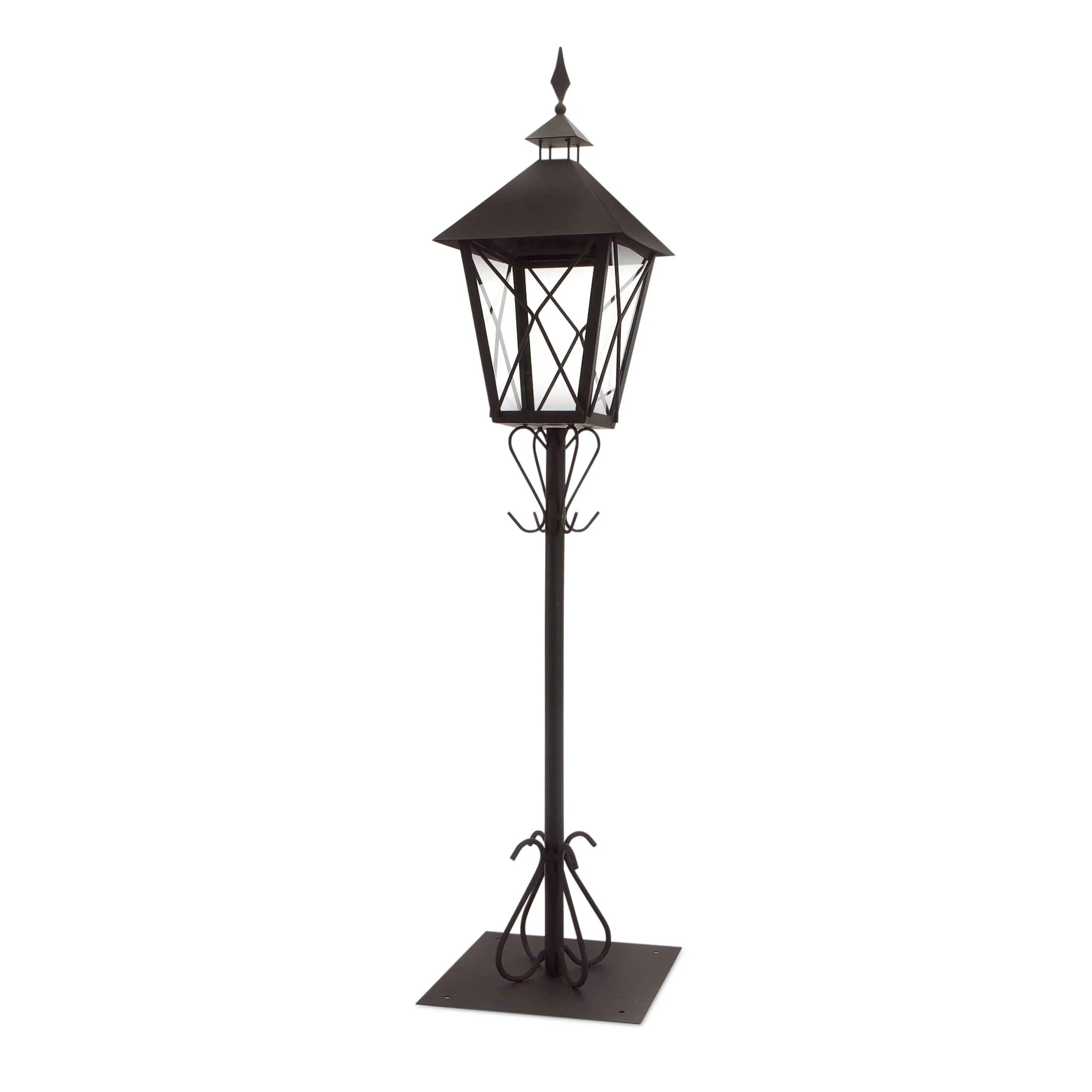 Lantern with Post 67"H Iron/Glass