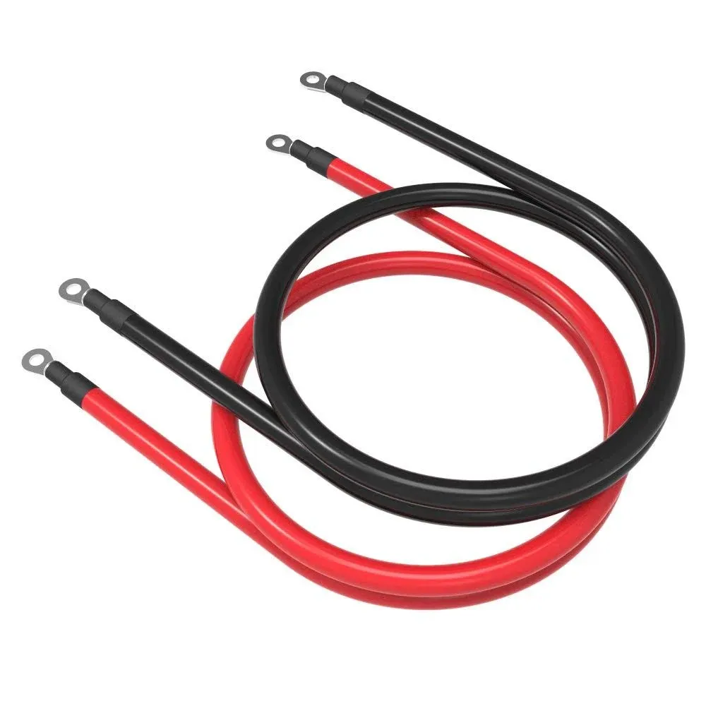 SHIERLENG 2 AWG Gauge Red + Black Pure Copper Battery Cables Power Inverter Wire ...