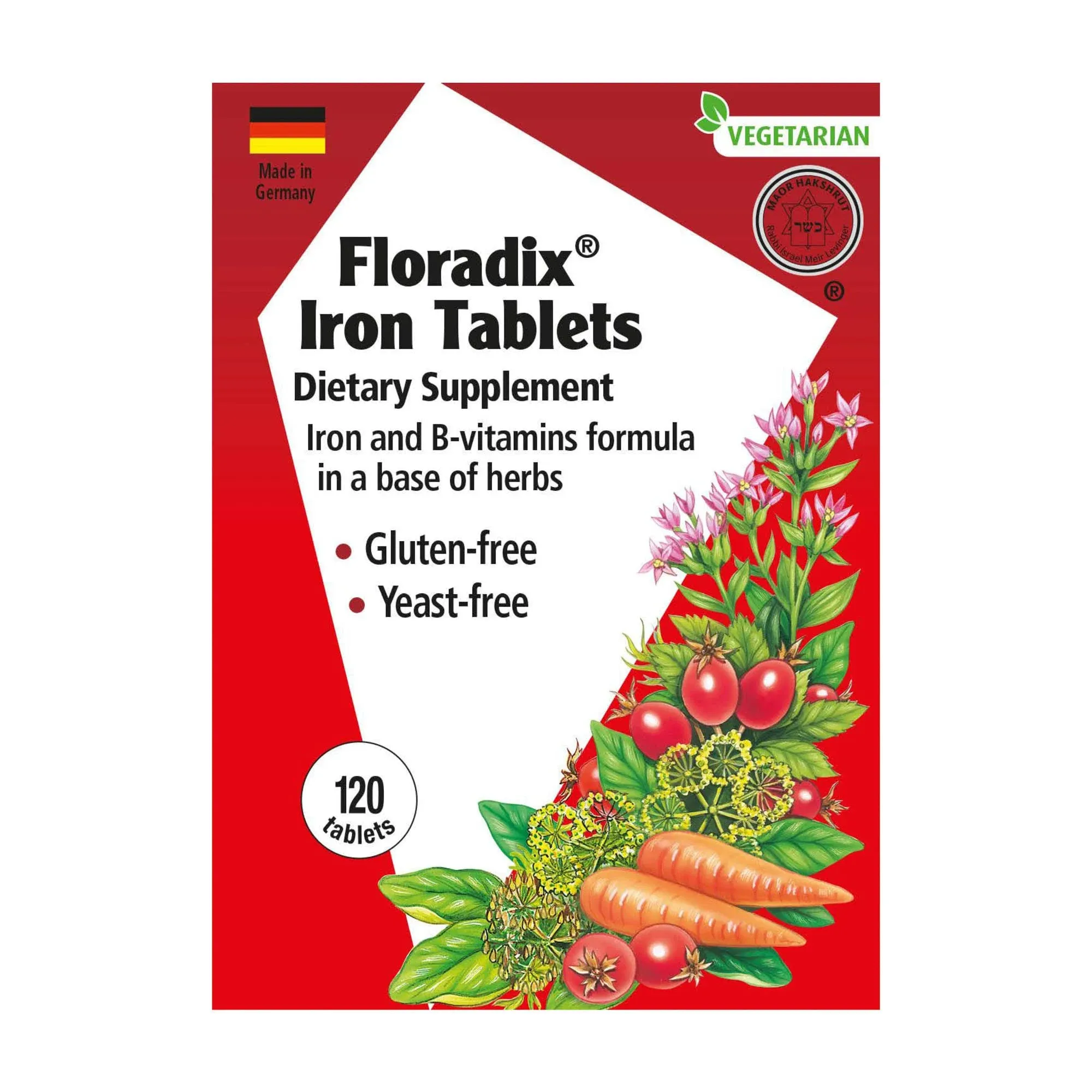 Gaia Herbs, Floradix, Iron Tablets, 120 Tablets