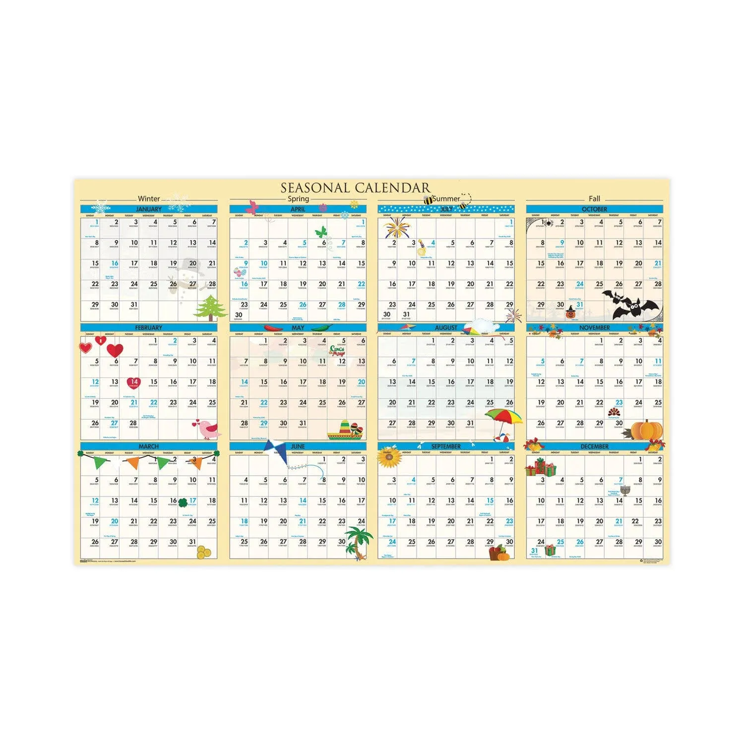 House of Doolittle Recycled Seasonal Laminated Wall Calendar, Earthscapes Illustrated Seasons Artwork, 24 X 37, 12-month (jan To Dec): 2023