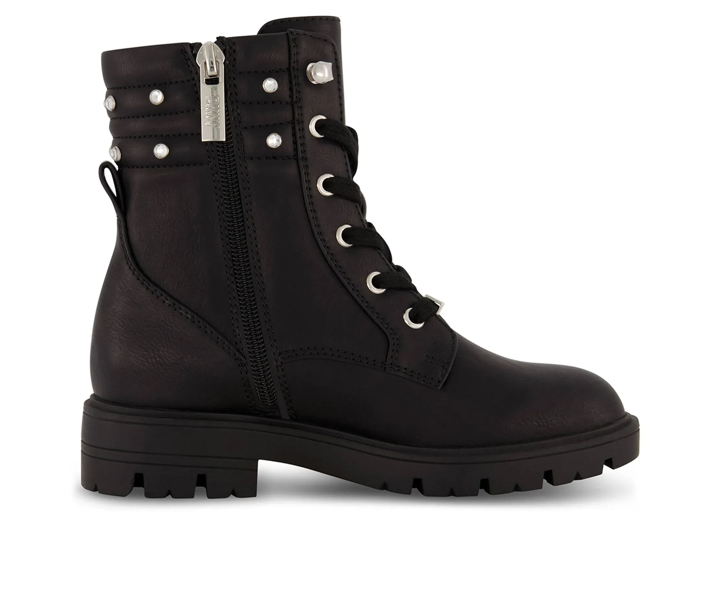 DKNY Girls' Stassi Stone Combat Boots