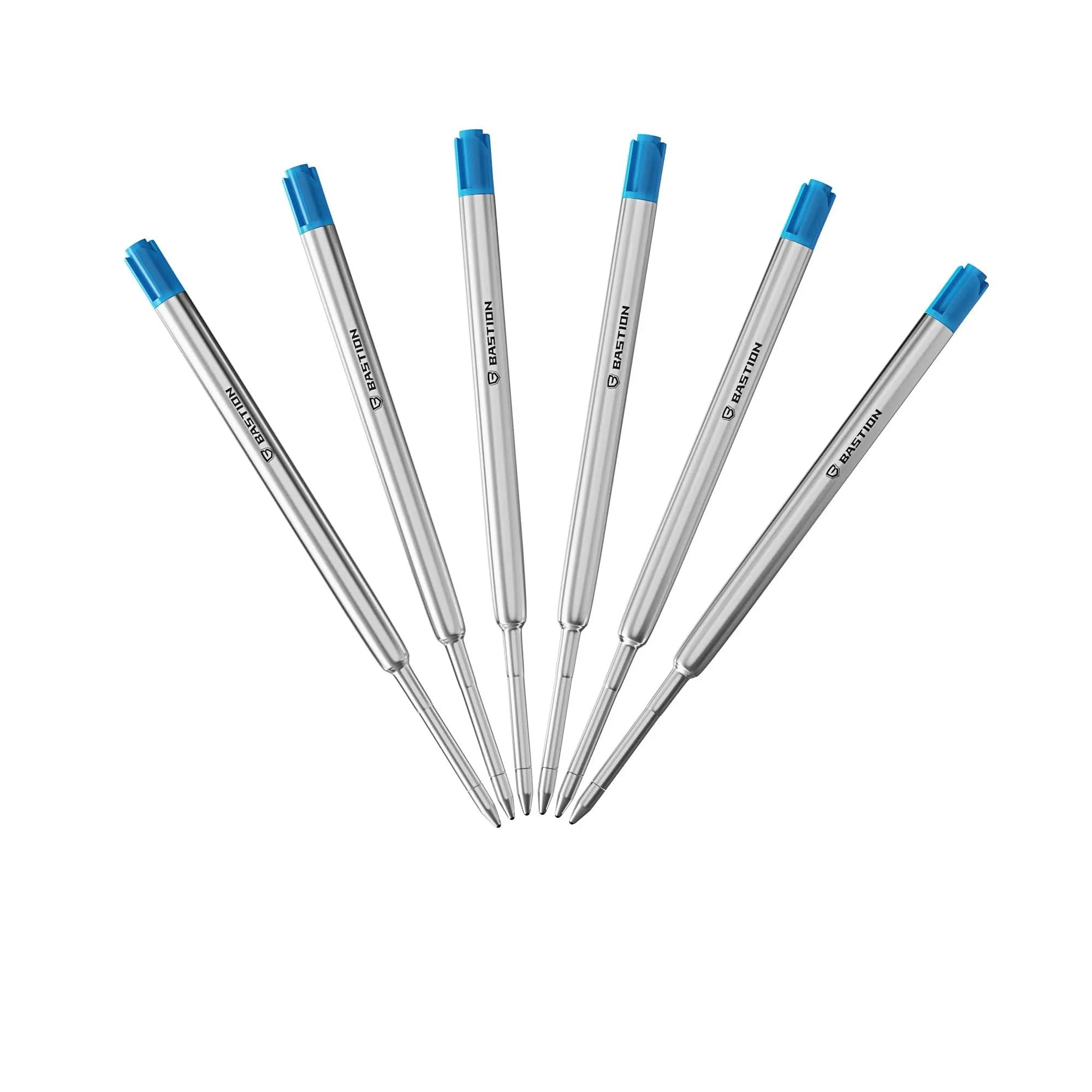 BASTION Pen Refill Ballpoint Blue | Replacement for All Bastion Bolt Action Pens | Standard Pen Ink Refills Cartridge (Blue 6 pc)