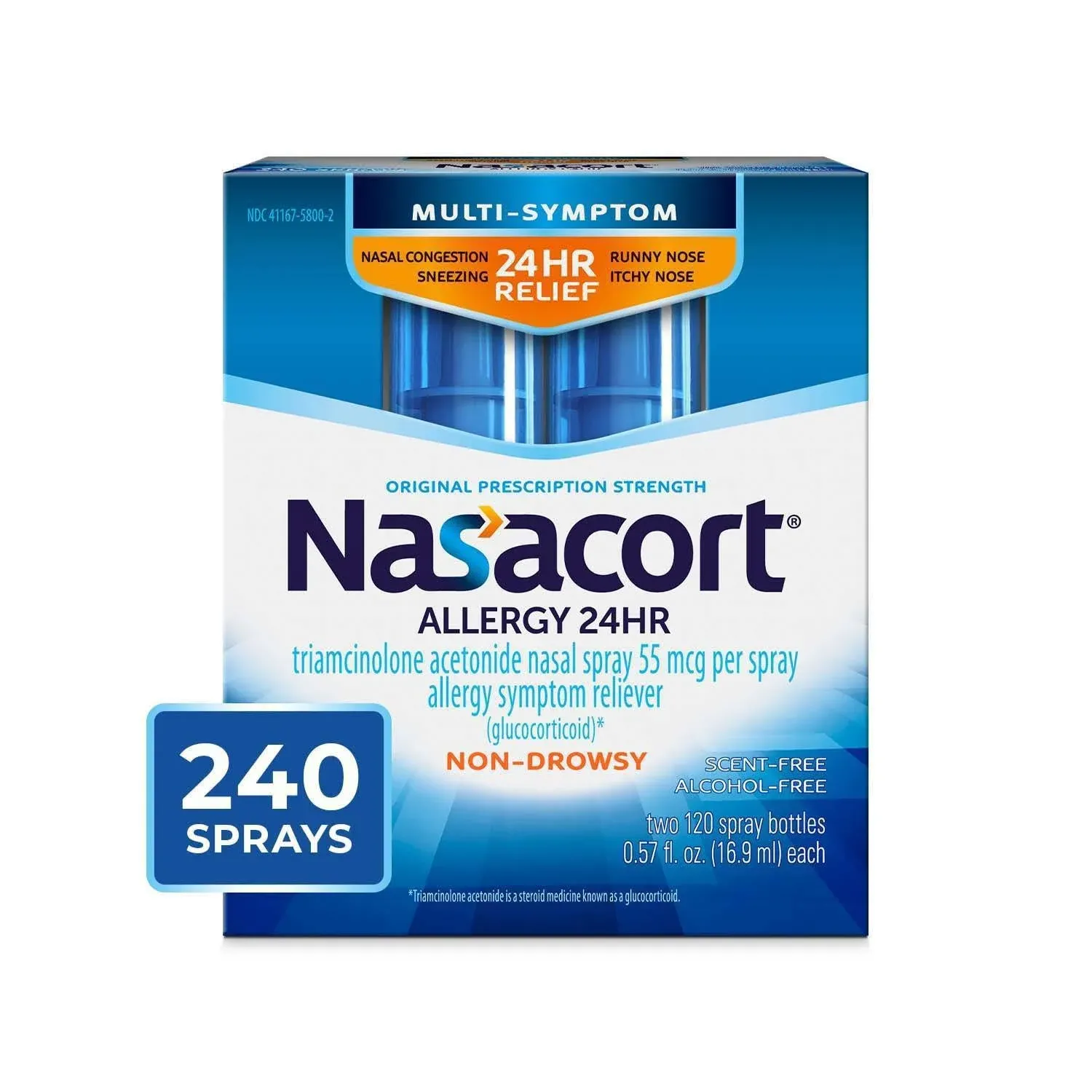 Nasacort 24-Hour Multi-System Nasal Allergy Spray Twin Pack - 0.57 fl oz bottles