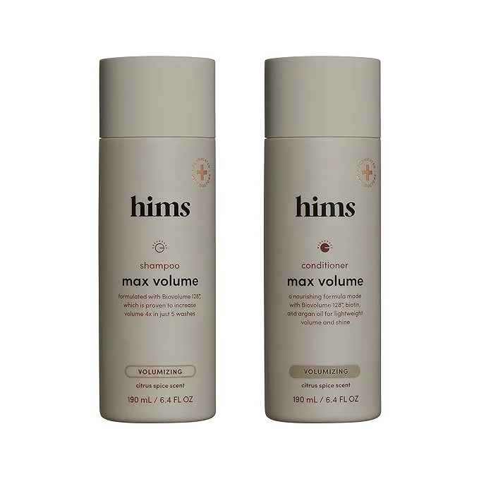 Hims Max Volume Shampoo & Conditioner Pack - Volumizing Shampoo and Conditioner for Men - Citrus Spice - Men's Natural Shampoo & Conditioner - 2 x