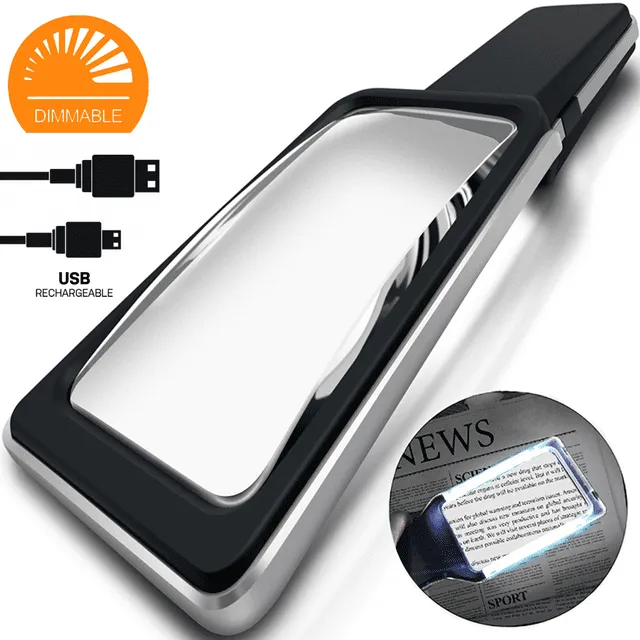 [Rechargeable] 4X Magnifying Glass with [Anti-Glare & Fully Dimmable LEDs]-Evenly Lit Viewing Area-The Brightest & Best Reading Magnifier for Small Prints, Low Vision Seniors, Macular Degeneration[Rechargeable] 4X Magnifying Glass with [Anti-Glare & Full