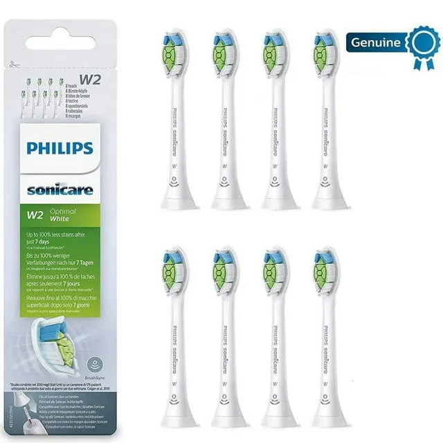 Philips Sonicare Genuine W DiamondClean Replacement Toothbrush Heads, 4 Brush Heads, White, HX6064/65