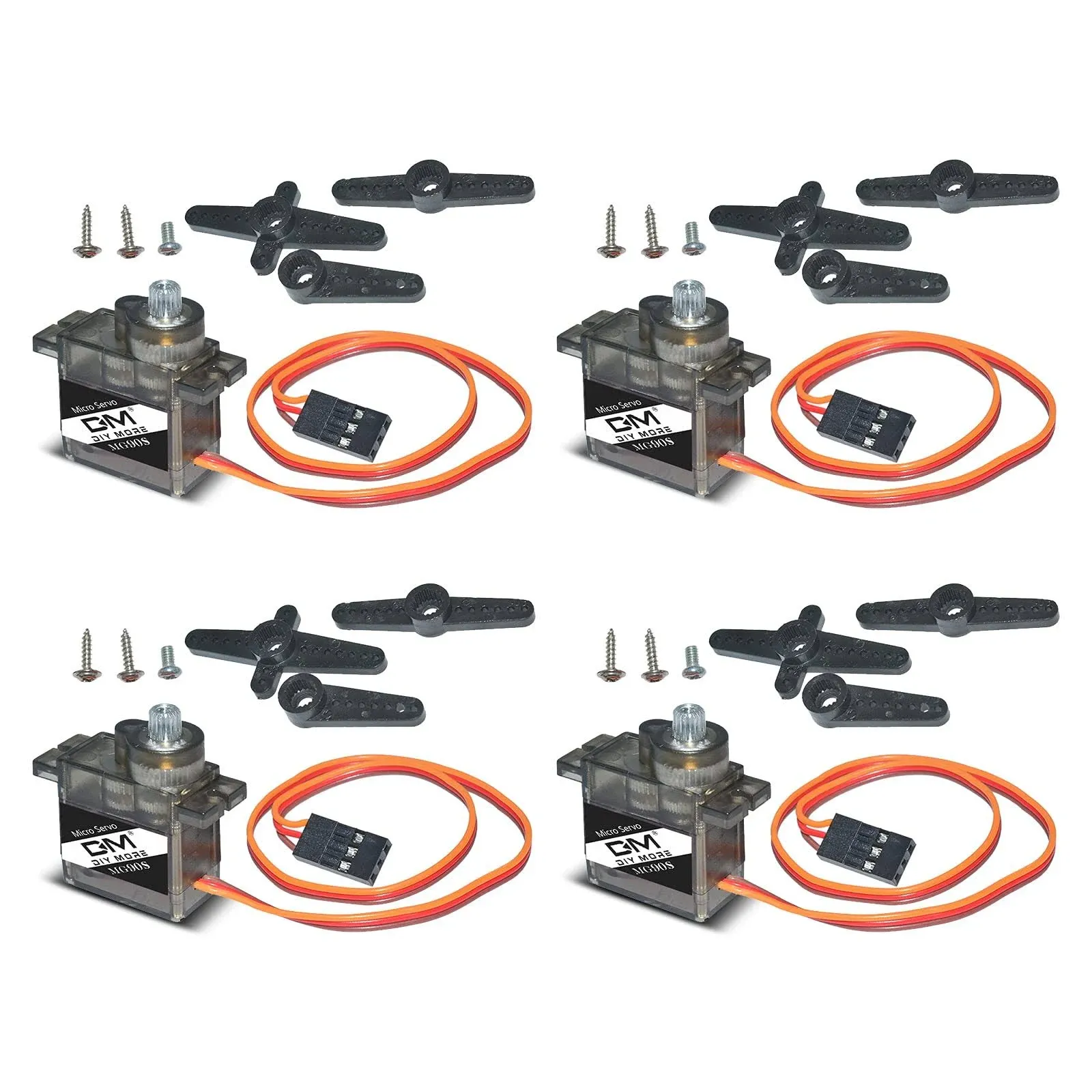 diymore 4pcs MG90S Servo 9 Gram Metal Gear Servo Digital Micro Servo Motor for 450 RC Helicopter Plane Boat Car