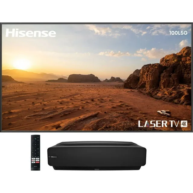 Hisense 100L5G-DLT100B 4K UHD Ultra-Short Throw Laser TV 100" High Gain ALR Screen, 2700 Lumens, Compatible with Dolby Atmos, Google Assistant and Chromecast Built-in, Compatible w/ Alexa - (Open Box