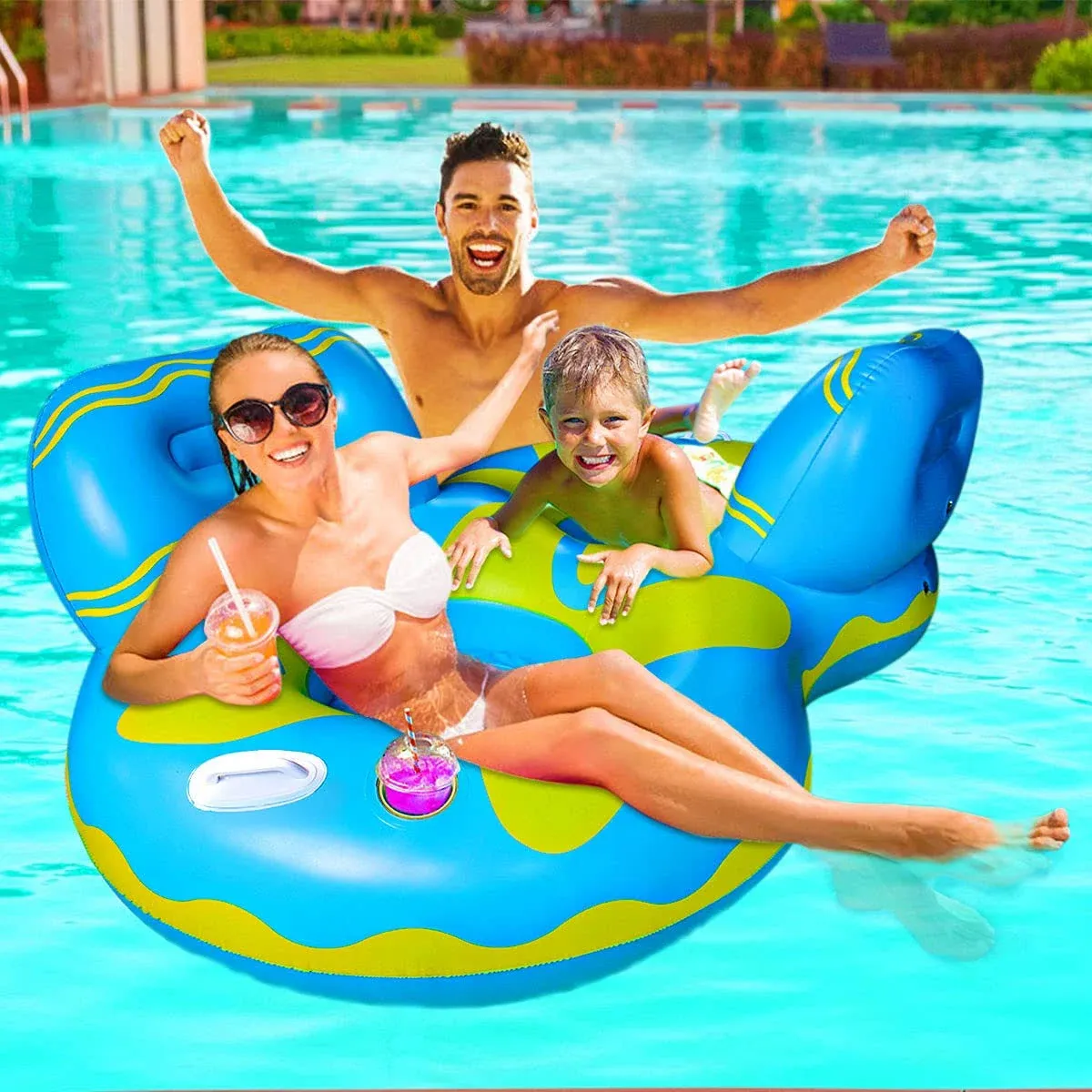 Pool Lounger Float for Adult, Float Hammock, mesh Bottom Pool Float, with Two Handle and a Big Cup Holder, Great for Chilling in The Pool.