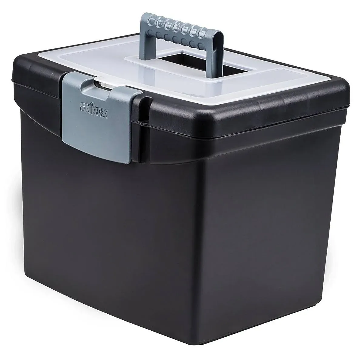 Storex Portable File Box, with XL Storage Lid, Black/Teal (Case of 2) - Contemporary - Storage Bins And Boxes - by VirVentures | Houzz