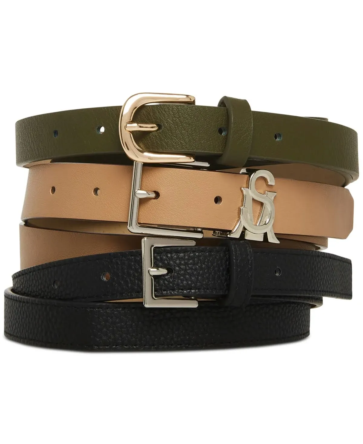 "Versatile Women's 3-pk. Faux-leather Belts In Olive Multi"