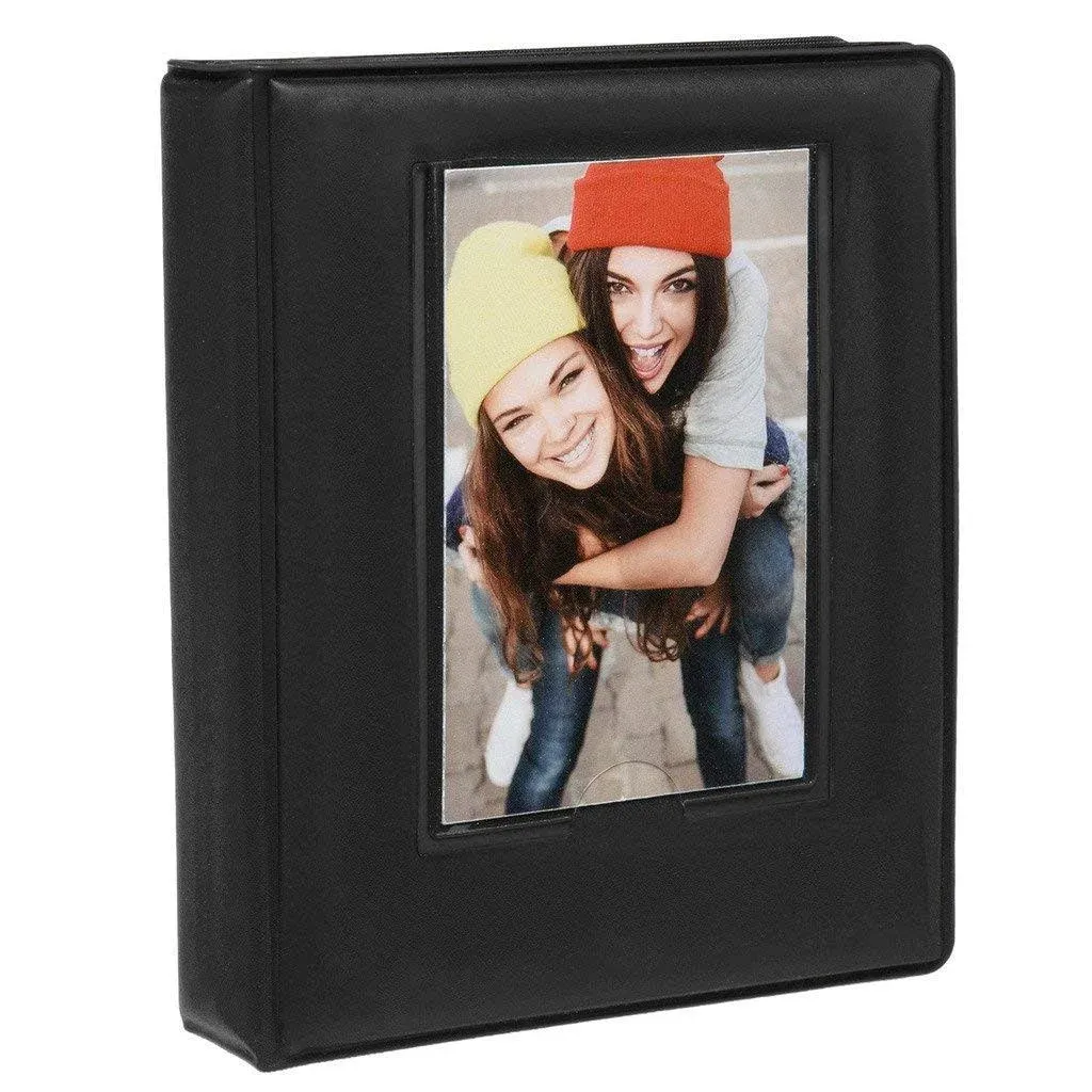 Zink 2x3 Photo Album 64-Pocket Mini Photo Album w/ Transparent Window Cover for 2”x3” ZINK Zero Ink Photo Paper Compatible with Kodak, Lifeprint, Polaroid, HP, Canon, Fujifilm 2x3" Photos, Black