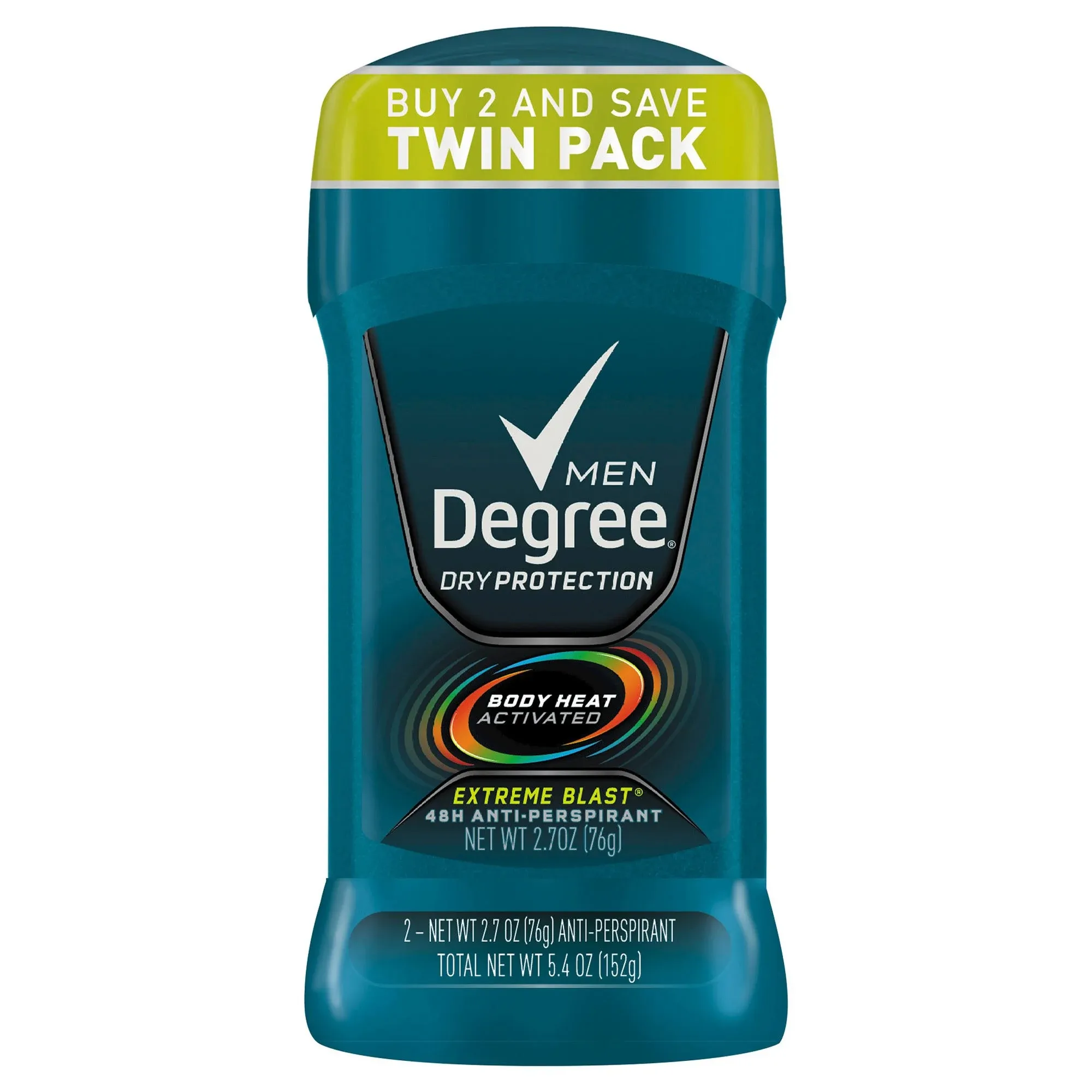 Degree Men Original Protection Antiperspirant Deodorant 48-Hour Sweat and Odor Protection Extreme Blast Antiperspirant For Men 2.7 oz, Pack of 6