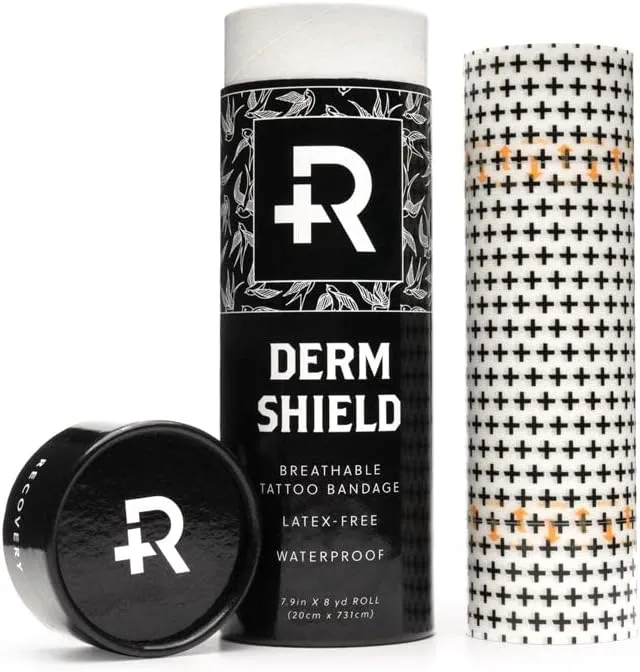 Recovery Derm Shield - Rollo de vendas para el cuidado posterior de tatuajes, adhesivas, transparentes e impermeables