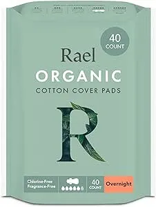 Rael Certified Organic Cotton Menstrual Overnight Pads - 4Pack/32 Total - Thin 4