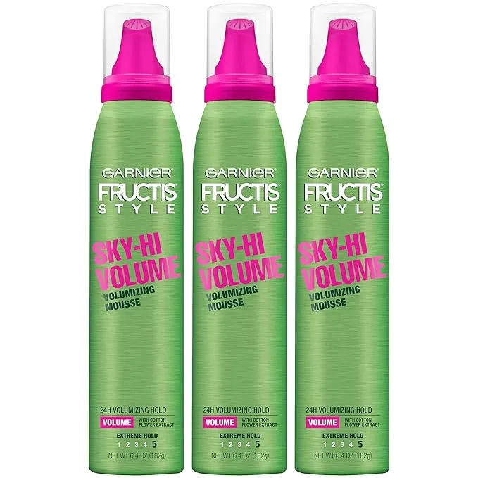 Garnier Fructis Style Sky-Hi Volume Volumizing Hair Mousse, 6.5 Ounce, 3 Count