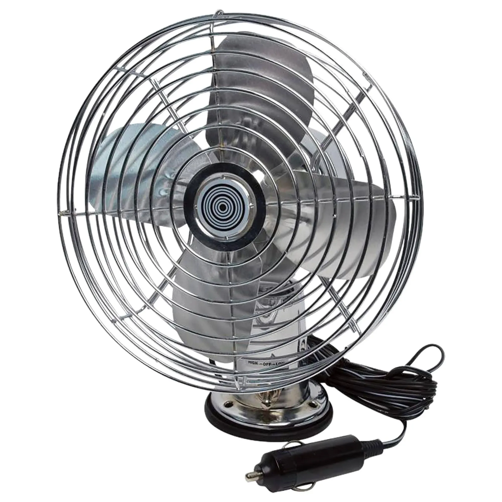 12-Volt Metal Fan Heavy-Duty Truck Car Camper Boat 2-Speed Mountable Chrome New