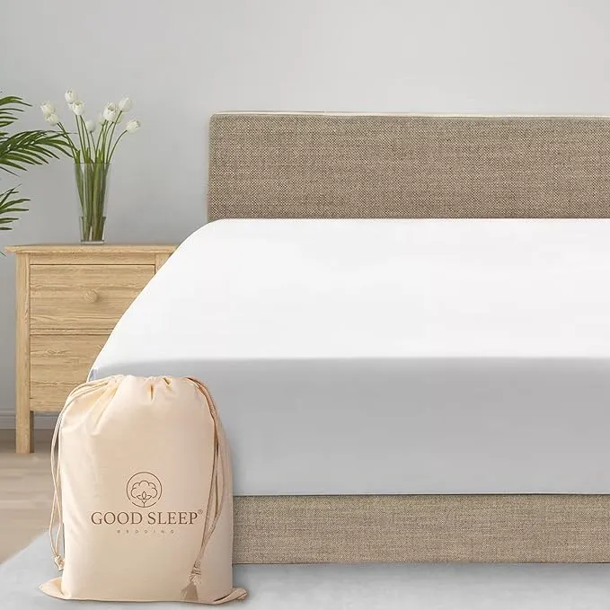 Good Sleep Bedding King Fitted Sheet Only - Soft 800 TC Fitted Bed Sheets, 100% Egyptian Cotton Fitted Sheet, Snug Fit King Size Fitted Sheet with 16 Inch Deep Pocket - Luxury White Fitted Sheet King