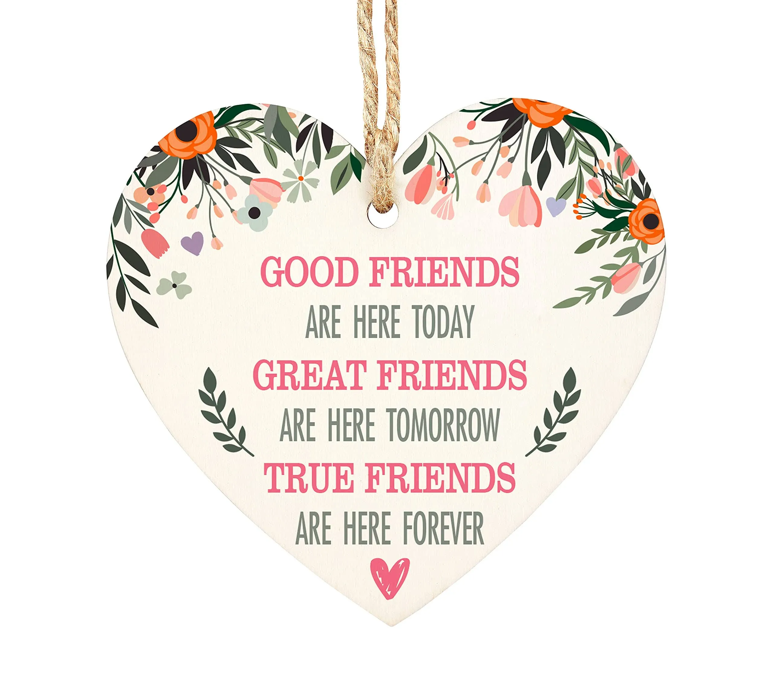 Wooden Hanging Heart Plaque Friendship Sign Plaques Good Friends Gifts for Fr...