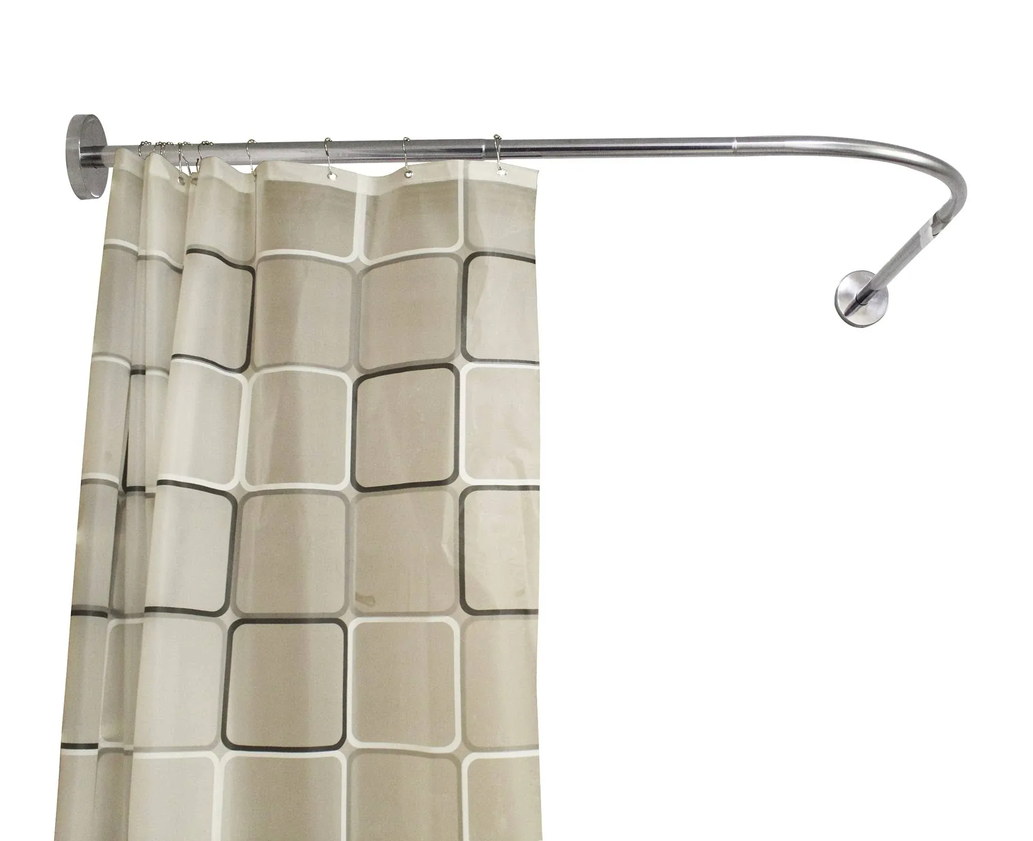 SIKAIQI Stretchable 304 Stainless L Shaped Bathroom Bathtub Corner Shower Curtain ...