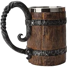 550ML Viking Beer Mug, Stainless, Whiskey Barrel Cup ,Viking wood style Beer mug ,Wooden Gift Antique Men's Barrel Capacity