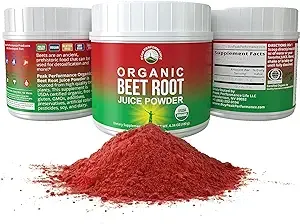 Organic Beet Root Powder - Ultra High Purity Super Food Beets Juice Powder. 100% Pure Organic Nitric Oxide Boosting Beetroot Supplement. Keto, Paleo, Vegan Organic Reds Superfood Rich in Polyphenols